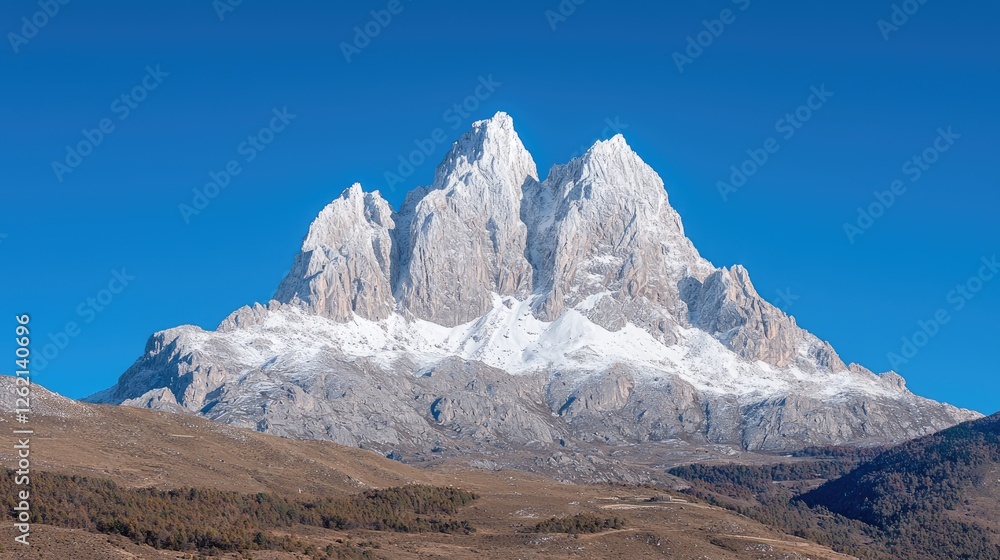 Majestic Mountain Peak Under Clear Sky Majestic Mountain Peak Under Clear Sky