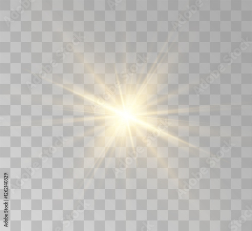 Transparent yellow sunlight special lens flash light effect. Front solar flare lenses	