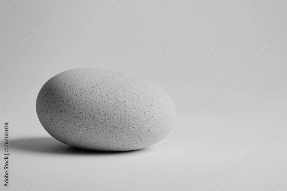 Serene Simplicity A Single Smooth Gray Stone on a Pure White Background. Serene Simplicity A Single Smooth Gray Stone on a Pure White Background.