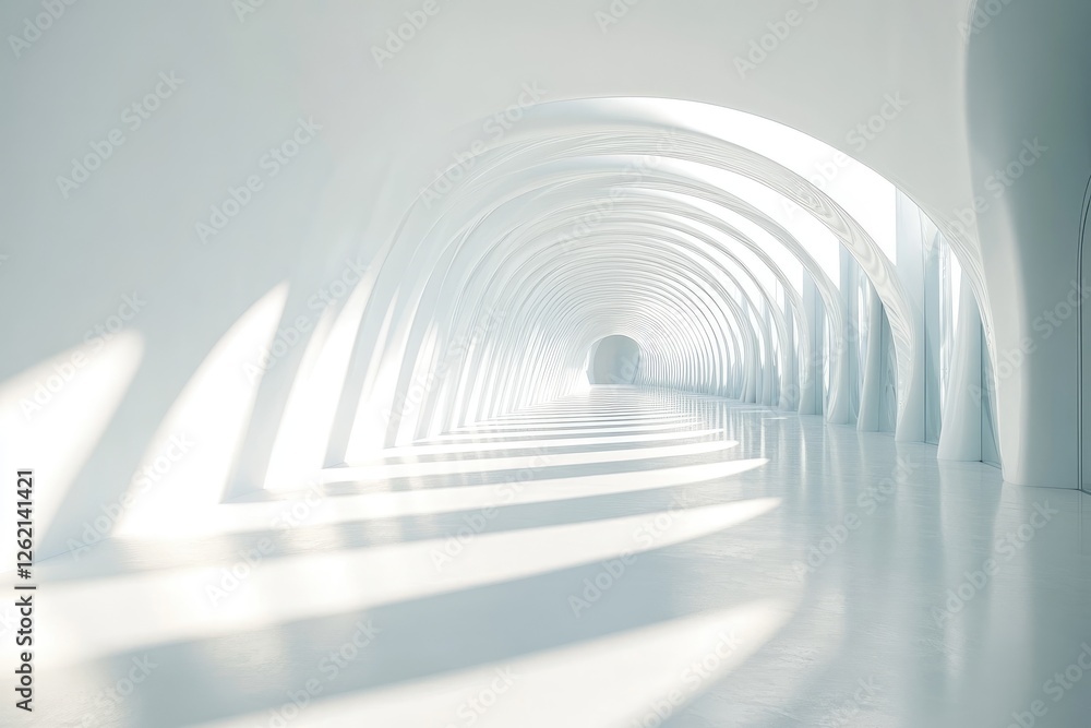 White Archway Corridor, Sunlight, Interior, Perspective, Design, Abstract, Architecture, Background, 3D, Rendering White Archway Corridor, Sunlight, Interior, Perspective, Design, Abstract, Architecture, Background, 3D, Rendering