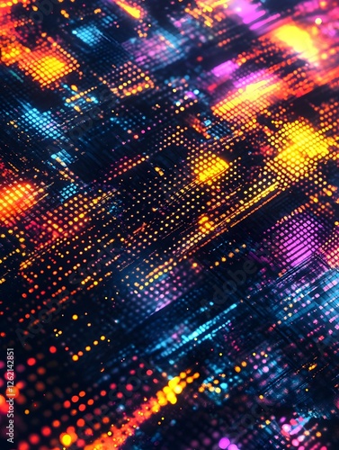 Wallpaper Mural Dazzling digital abstract with vibrant lights and dynamic motion pattern long title This captivating digital abstract features a mesmerizing display Torontodigital.ca