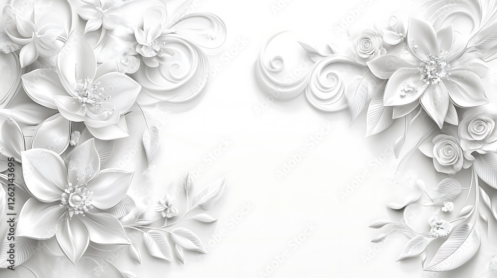 Elegant White Floral Design Background With Swirls Elegant White Floral Design Background With Swirls