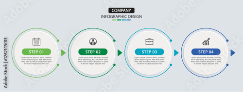 Wallpaper Mural Infographics circle timeline with 4 number data template. Illustration business abstract background. Torontodigital.ca