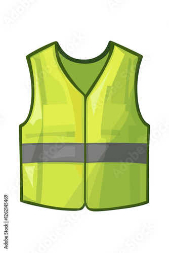 Neon green reflective safety vest isolated on white background, providing high visibility and protection for workers in hazardous environments hi vis hi-vis