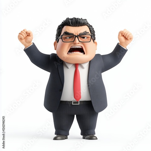 Angry Cartoon Businessman With Arms Raised photo