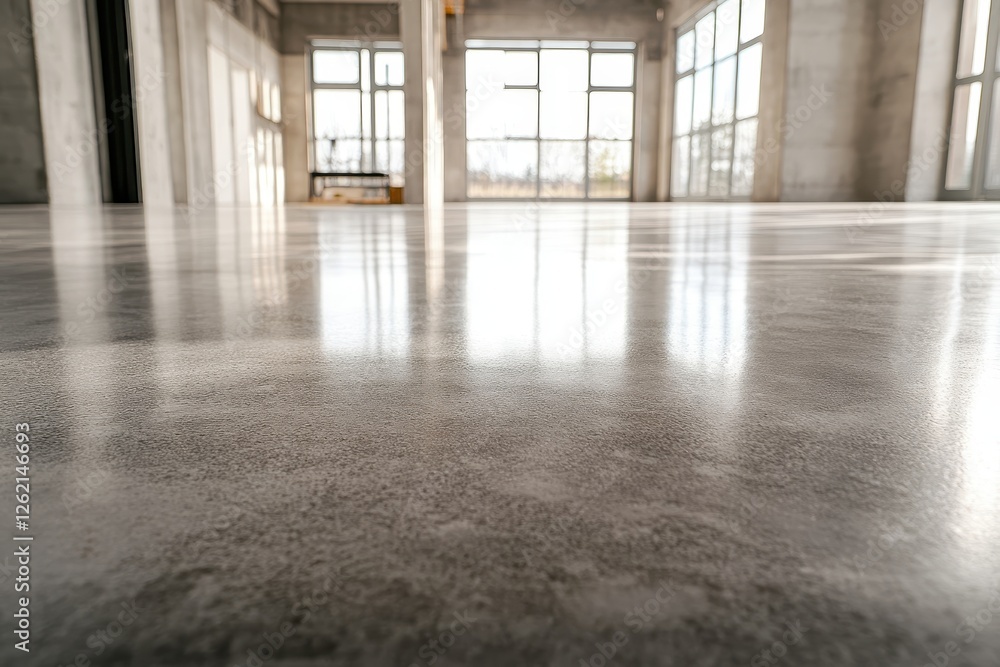 Polished concrete floor in empty modern interior Polished concrete floor in empty modern interior