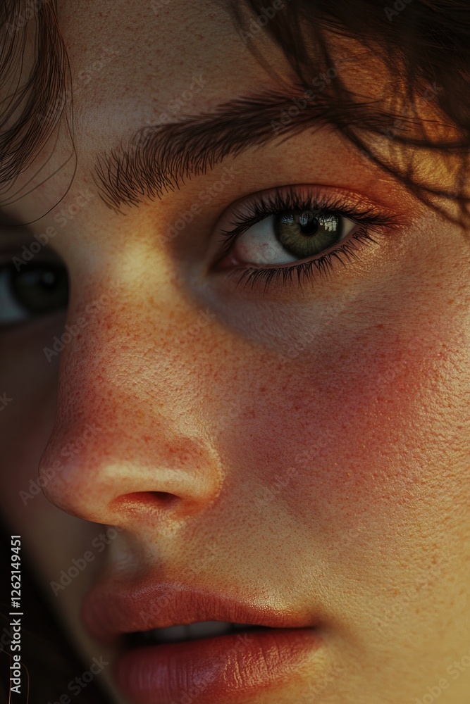 Fototapeta premium Captivating close-up portrait showcasing expressive eyes and sof