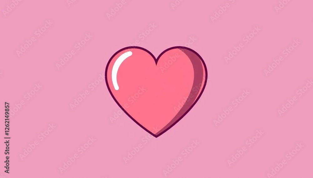 Glossy Pink Heart on Vibrant Pink Background Glossy Pink Heart on Vibrant Pink Background