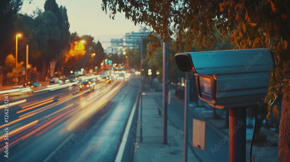 radar speed camera on the side of road monitoring traffic control radar speed camera on the side of road monitoring traffic control