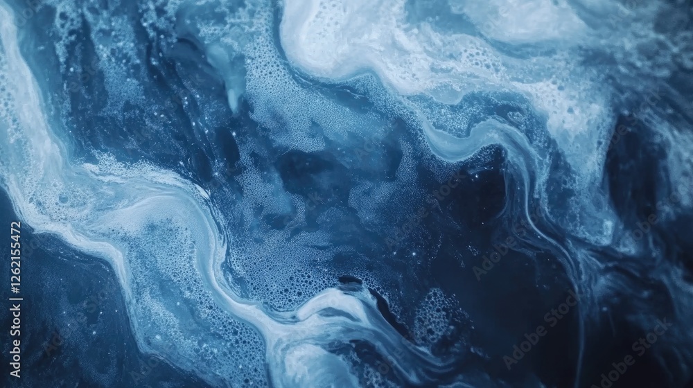 Abstract celestial ocean of swirling blues with frothy white waves Abstract celestial ocean of swirling blues with frothy white waves