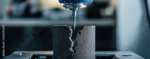 Macro shot of tensile test being conducted on material sample, showcasing precision and detail in testing process