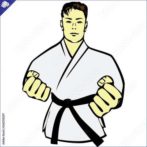 Martial art colored simbol design. Karate emblem.