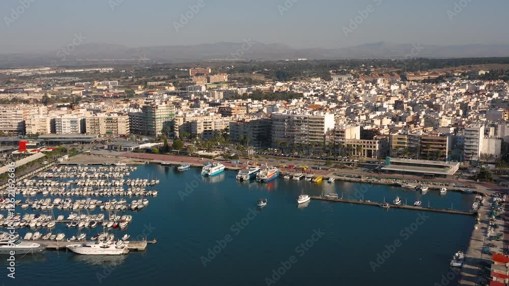 Aerial view of Santa Pola. It is a coastal fishing and tourist town in Spain Aerial view of Santa Pola. It is a coastal fishing and tourist town in Spain