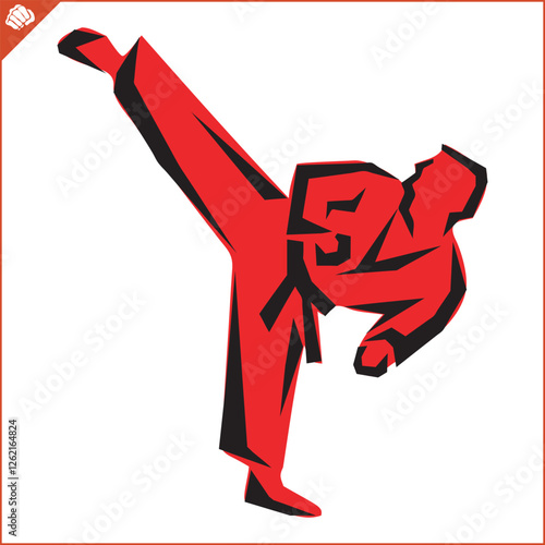 Martial art colored simbol design. Karate emblem.