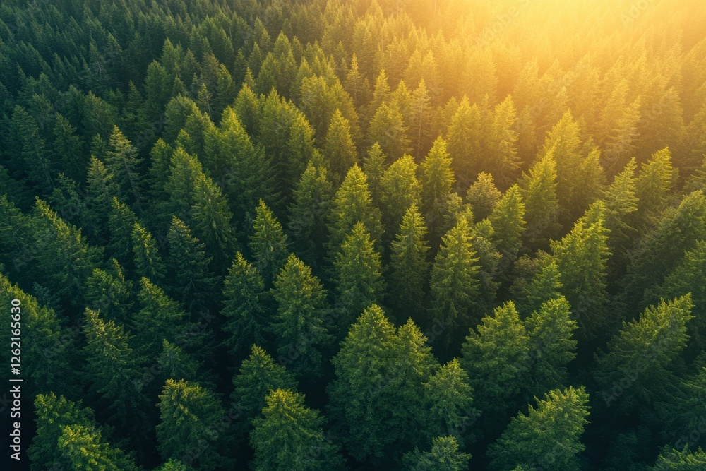 Sunset casts a golden glow over Mt Hood's lush forest ridge from above, Mt Hood sunset forest ridge aerial landscape views Sunset casts a golden glow over Mt Hood's lush forest ridge from above, Mt Hood sunset forest ridge aerial landscape views
