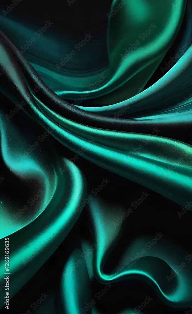 Obraz premium Abstract Teal Swirl with Green Accents