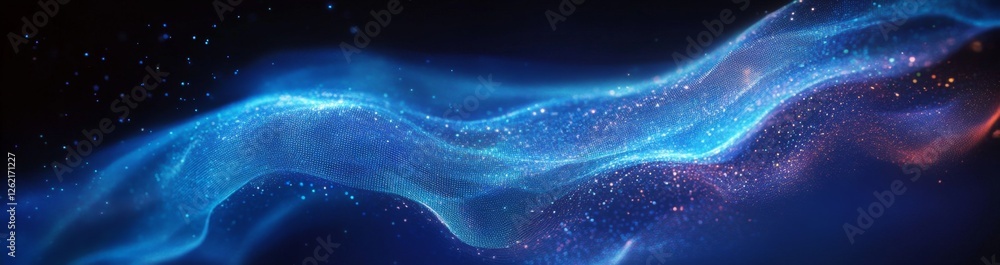 Glowing blue cosmic stream, dark space background, digital art, website header Glowing blue cosmic stream, dark space background, digital art, website header