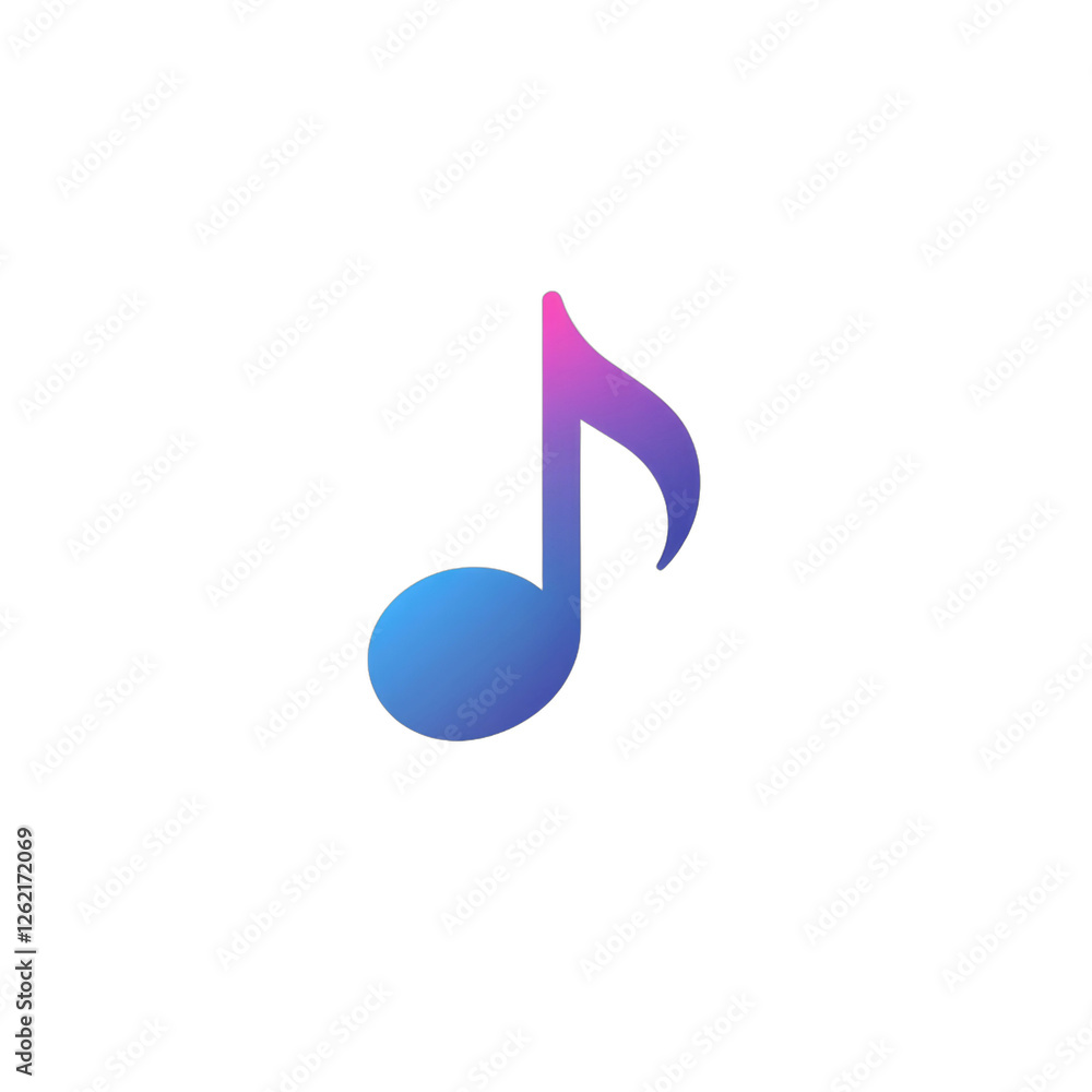 A musical note is displayed, indicating audio or music content. It is stylized with a gradient, shifting from blue to purple. A musical note is displayed, indicating audio or music content. It is stylized with a gradient, shifting from blue to purple.