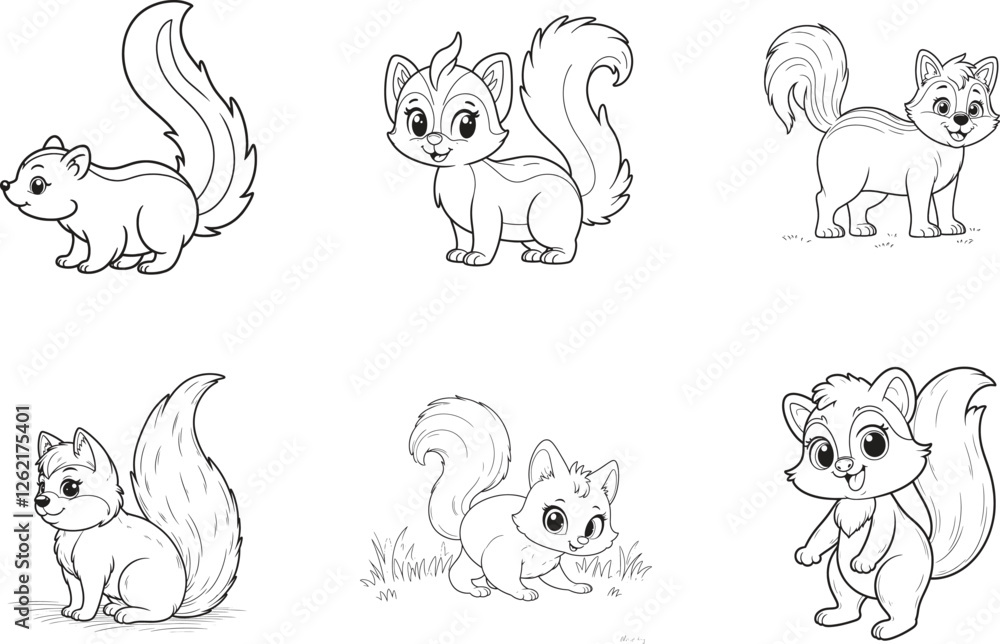Obraz premium Silhouettes of woodland animals set