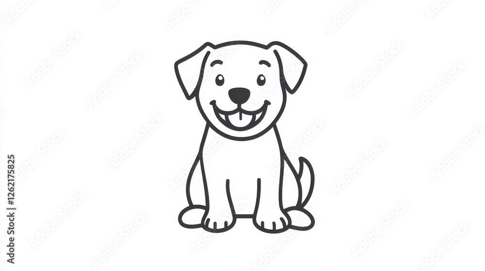 Obraz premium Cute Cartoon Dog Sitting with a Friendly Smile and Playful Expression