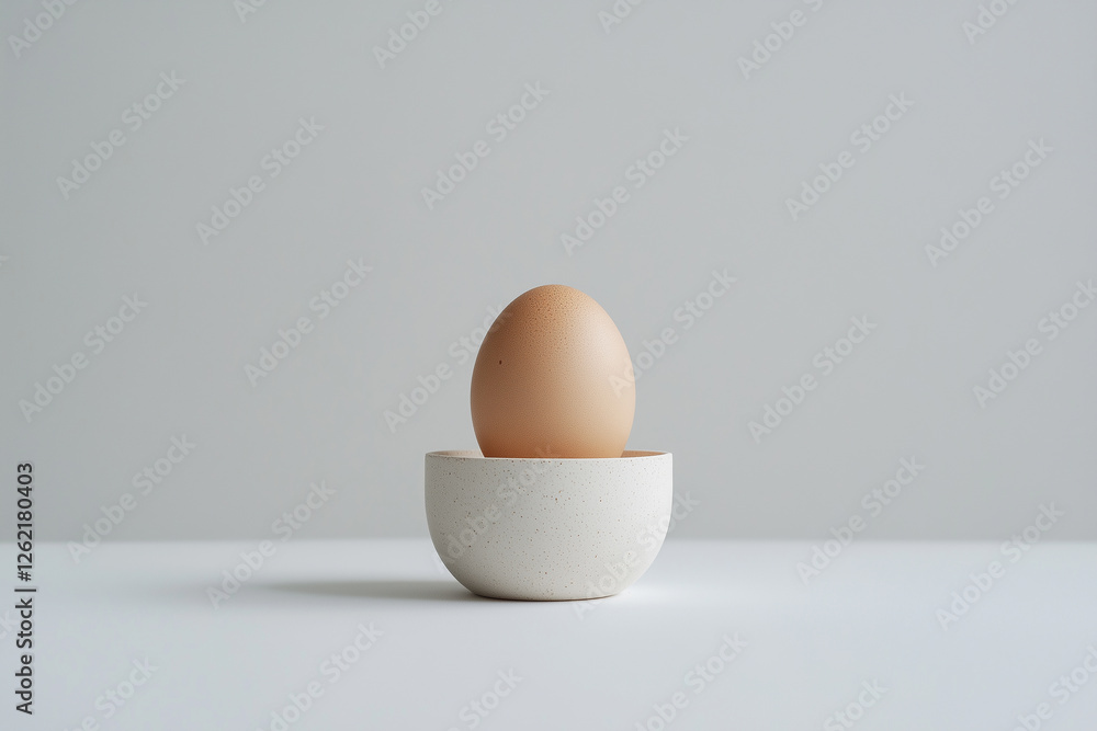 The Subtle Beauty of a Brown Egg in Its White Vessel. The Subtle Beauty of a Brown Egg in Its White Vessel.