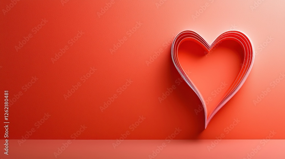 Abstract Coral Heart Shaped Paper Art Design Abstract Coral Heart Shaped Paper Art Design