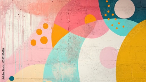Abstract Colorful Shapes on Textured Wall Art Background