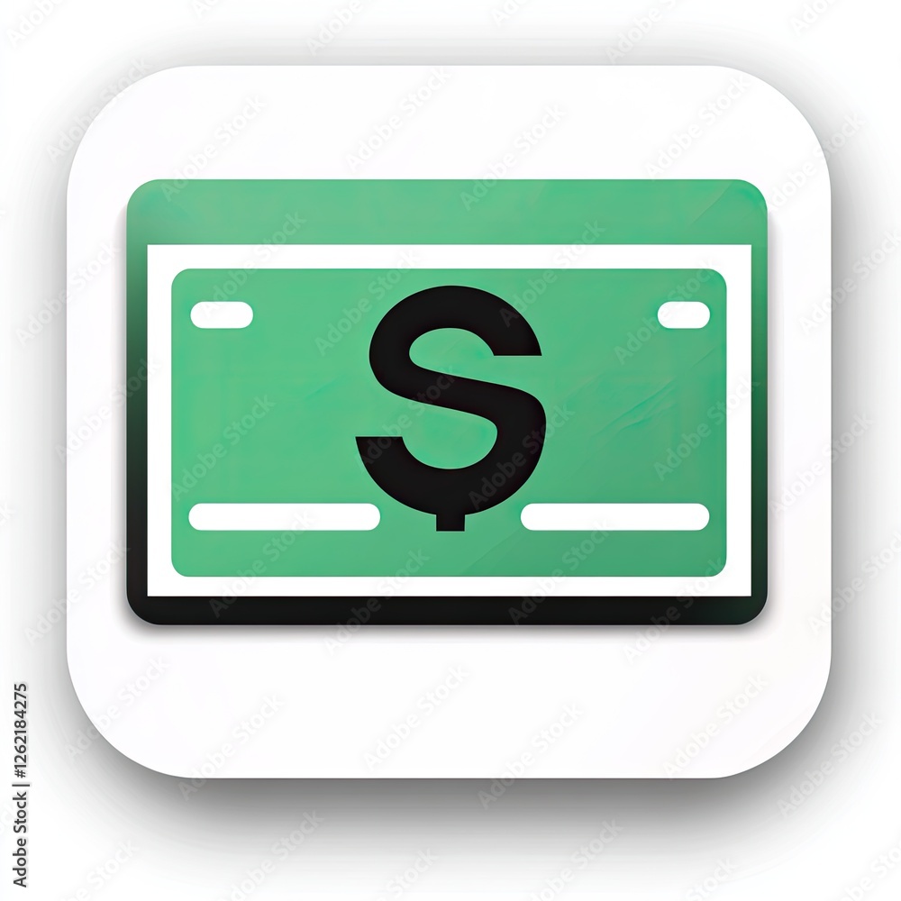 Digital Money Icon, Financial App, Green Background, Dollar Sign Digital Money Icon, Financial App, Green Background, Dollar Sign