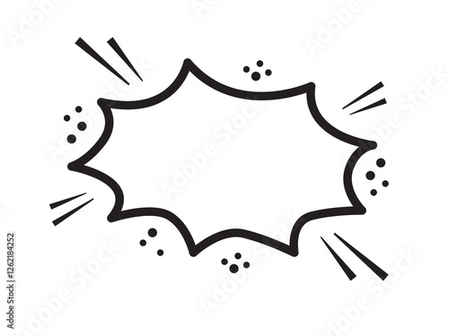 Comic speech bubble with smoke clouds on transparent background. Pop art message shape with speed effect. Balloon text box. Cartoon explosion bomb frame
