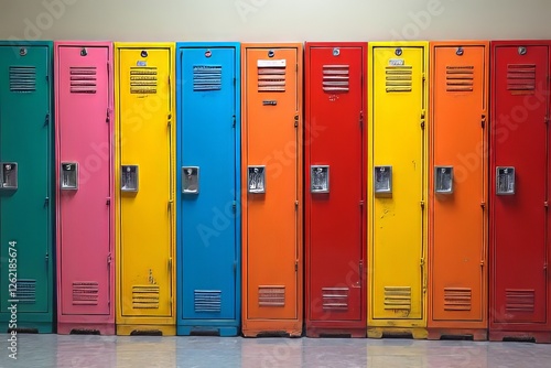 Colorful School Lockers in a Row
