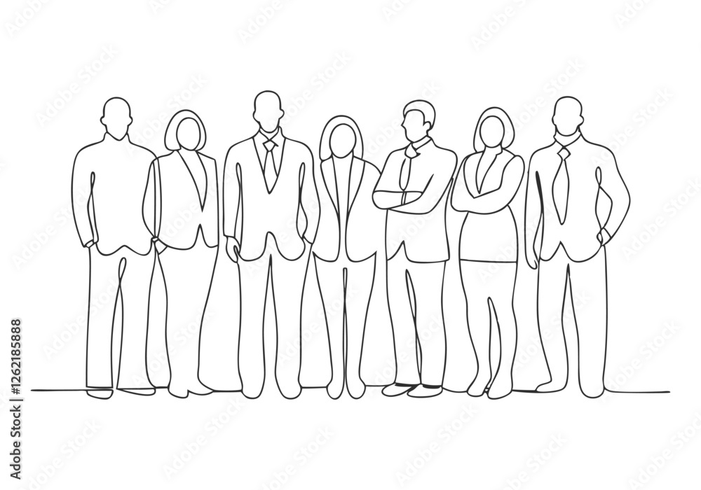 Continuous One Line Business Group | Minimalist Teamwork Vector Illustration Continuous One Line Business Group | Minimalist Teamwork Vector Illustration