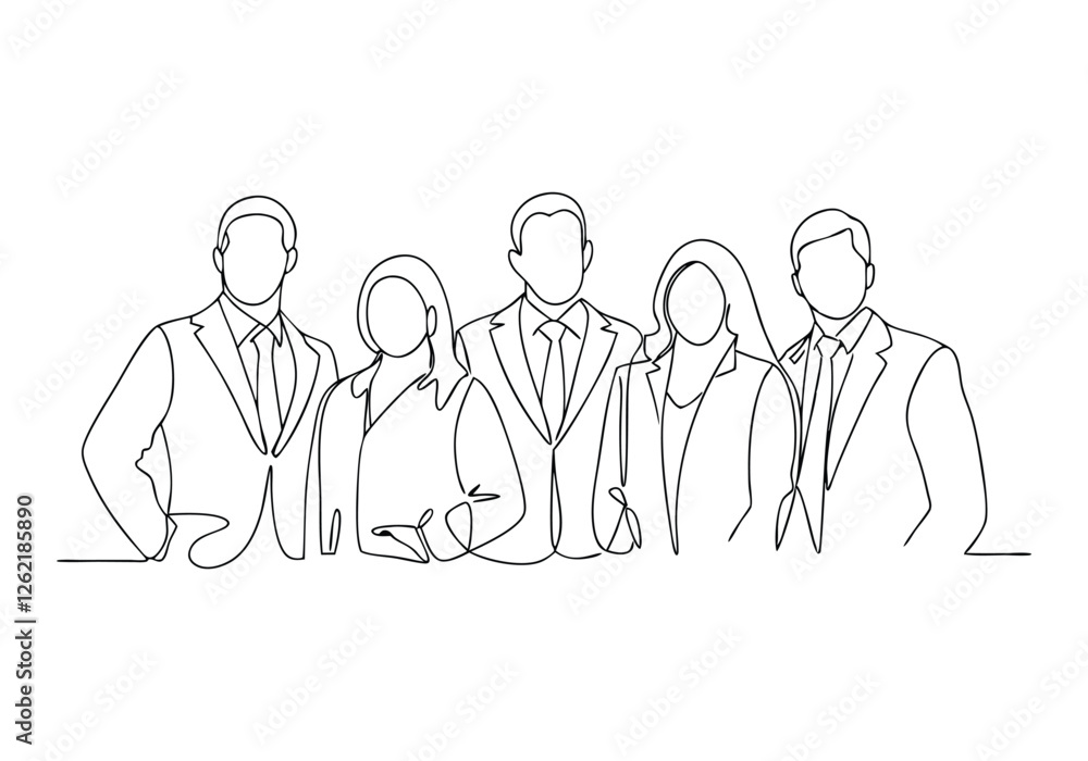 Continuous One Line Business Group | Minimalist Teamwork Vector Illustration Continuous One Line Business Group | Minimalist Teamwork Vector Illustration