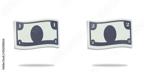 one and two usa dollar, 1, 2 usd icon