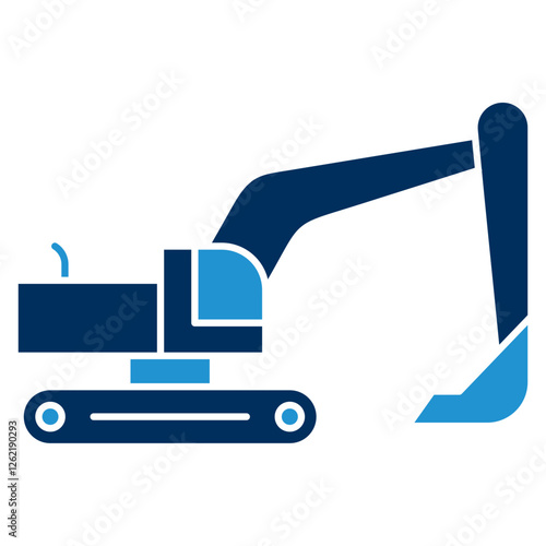 Excavator Blue Color Icon