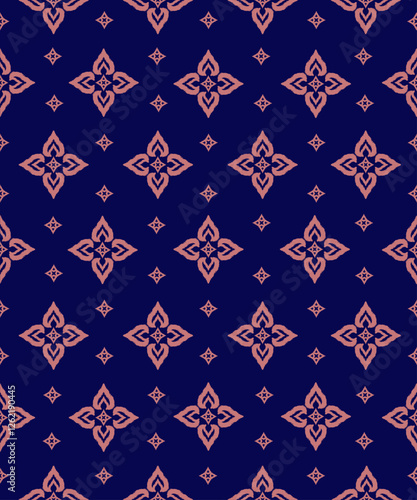Blue and pink thai style fabric culture art ikat Seamless