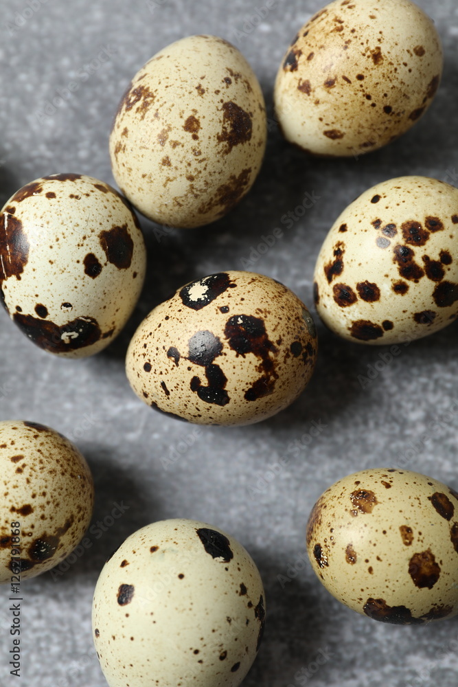Quail eggs on gray background Quail eggs on gray background