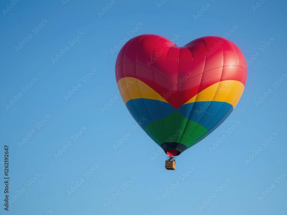 Naklejka premium Hot Air Balloon with heart shape