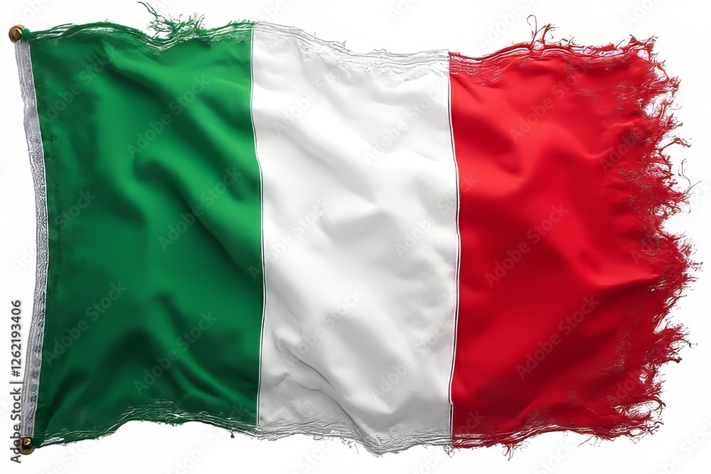 Obraz premium Damaged Italian Flag, Ripped and Worn National Banner