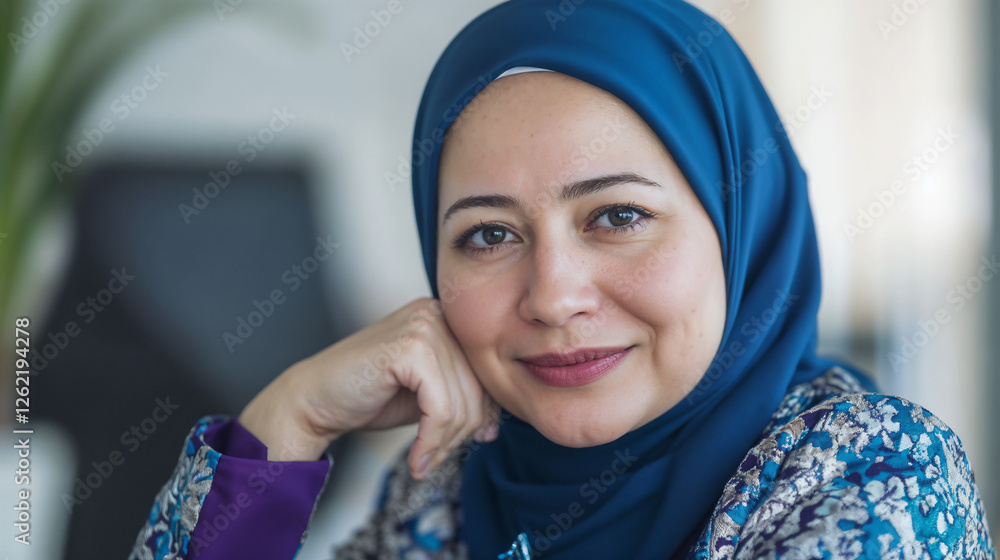 Close up portrait of Muslim woman.
