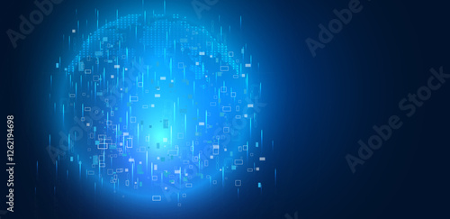 Quantum technology or hi-tech blue background vector editable