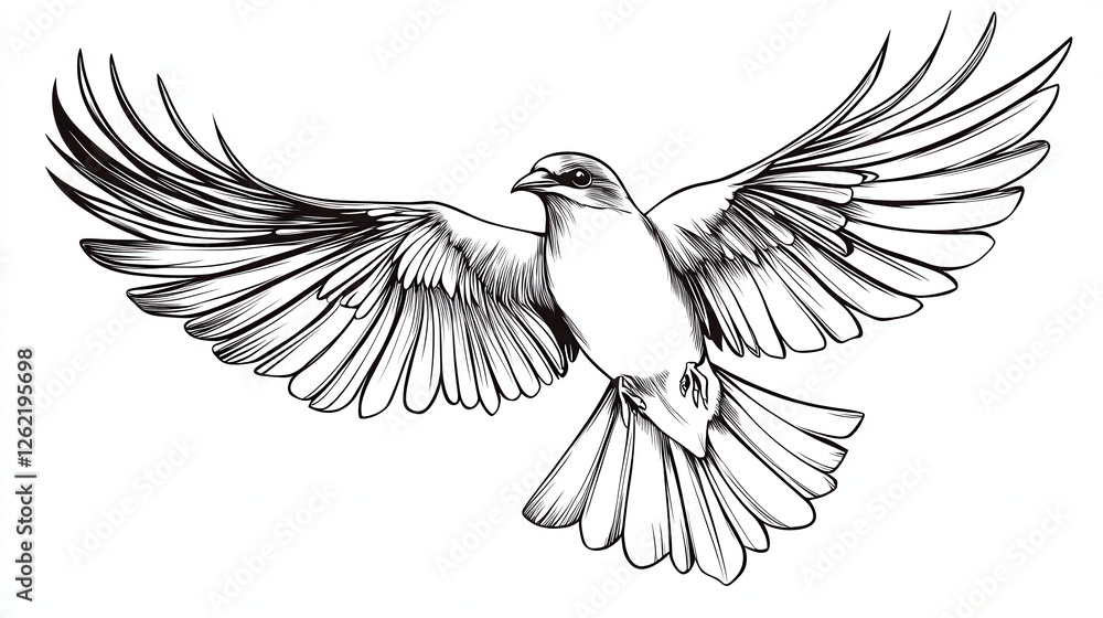 Obraz premium Elegant Bird in Flight Illustrating Grace and Freedom