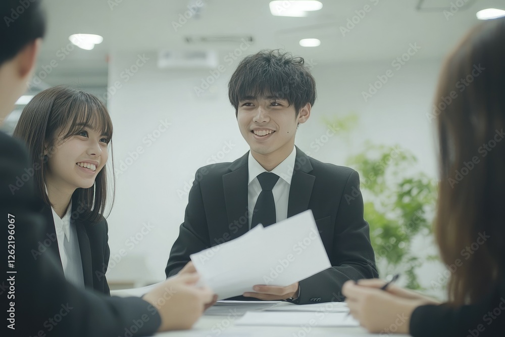 Young professionals meeting, office, documents, discussion, collaboration, teamwork, success, presentation