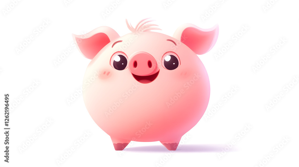 Fototapeta premium Adorable Pink Pig Illustration