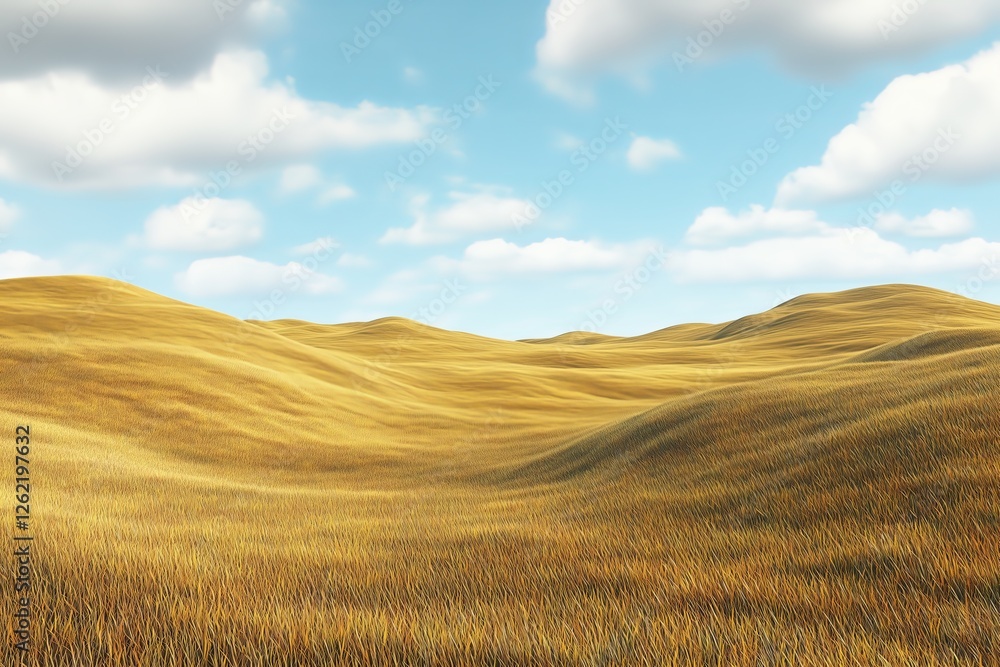 A dreamlike landscape of endless rolling hills and golden fields, haunted by an unnatural emptiness. A dreamlike landscape of endless rolling hills and golden fields, haunted by an unnatural emptiness.