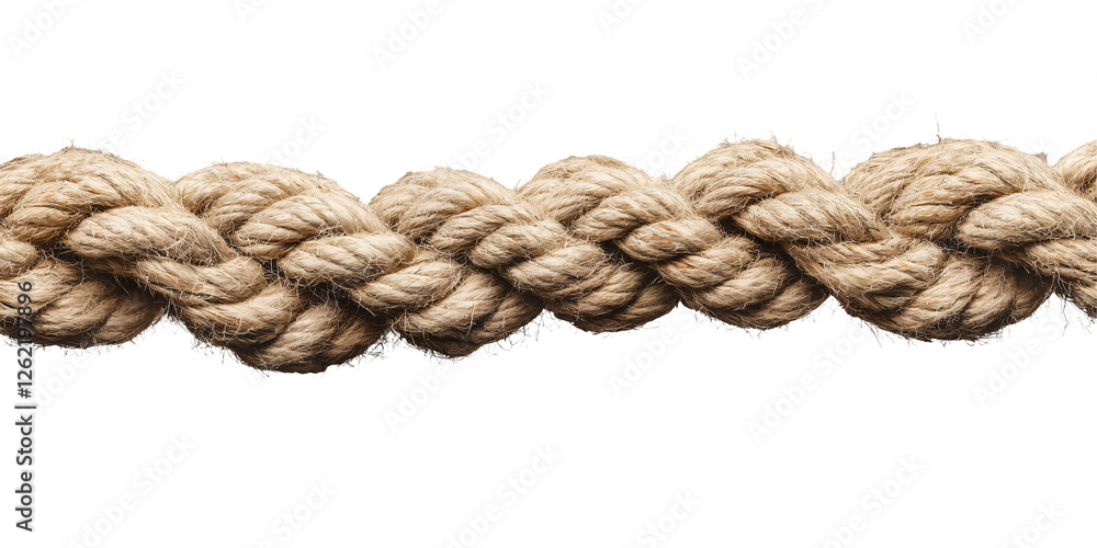 Thick twisted jute rope isolated on transparent background, close-up. Thick twisted jute rope isolated on transparent background, close-up.