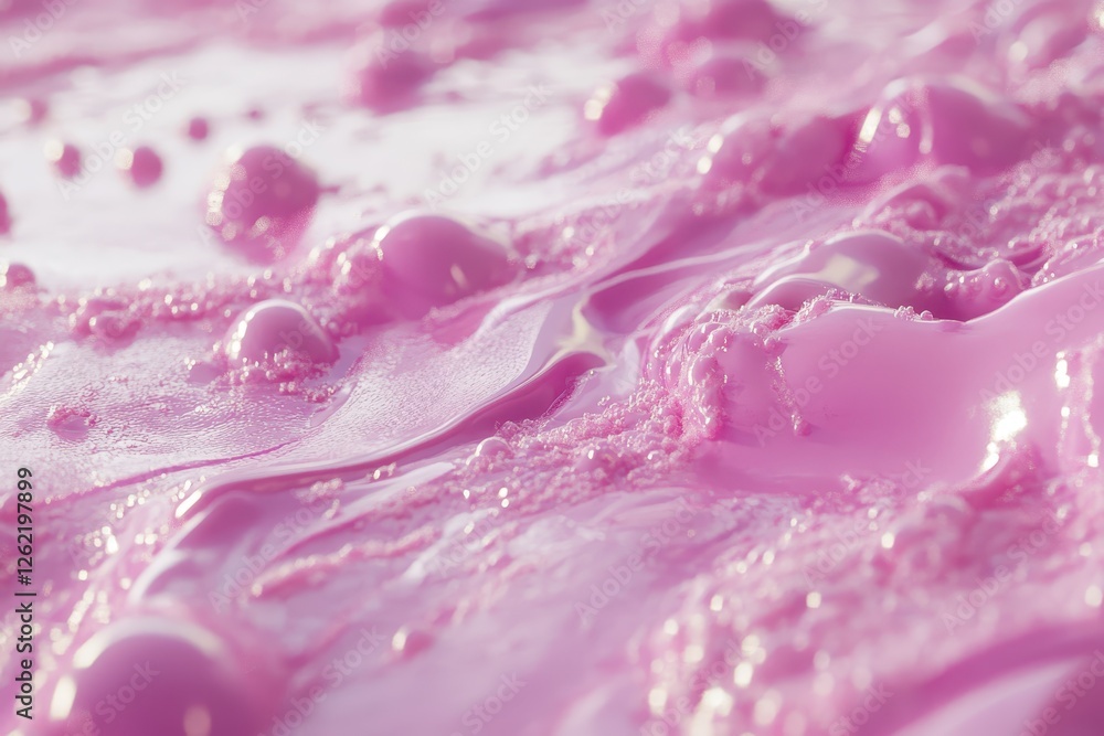 Pink liquid spreads in large drops creating a vibrant texture on a light surface, pink liquid spreads in large drops on a light surface Pink liquid spreads in large drops creating a vibrant texture on a light surface, pink liquid spreads in large drops on a light surface