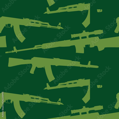 Army Kalashnikov AK, SVD sniper rifle camouflage pattern. 
