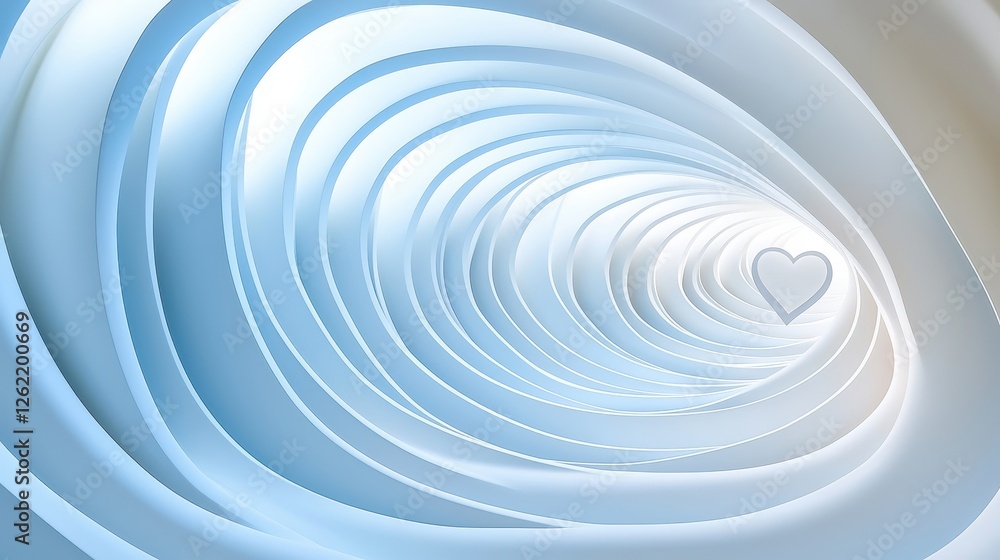 Obraz premium Abstract Blue Swirling Tunnel With A Heart