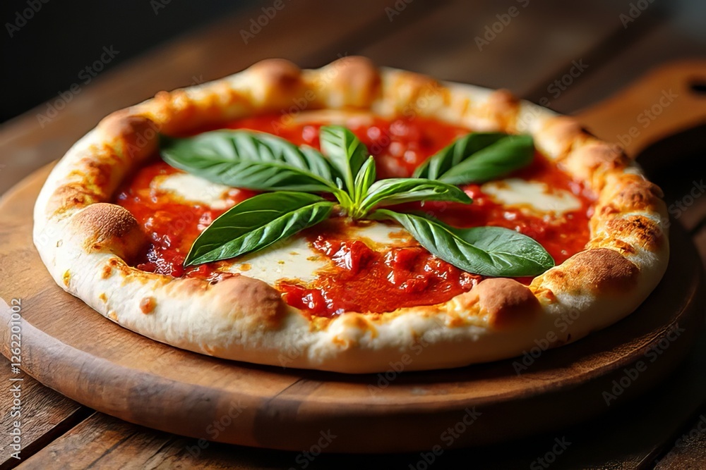 Delicious Homemade Margherita Pizza with Fresh Basil Delicious Homemade Margherita Pizza with Fresh Basil