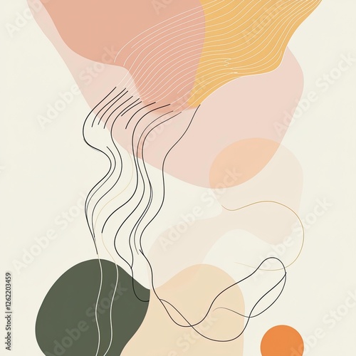 Minimal curve lines and shapes abstract background